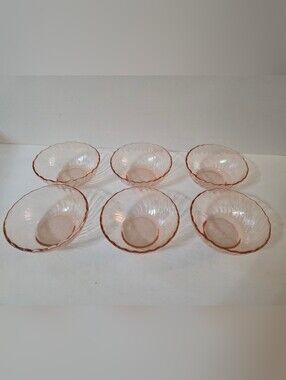 Vintage 80s Arcoroc France Rosaline Pink Swirl Berry Dessert Bowls